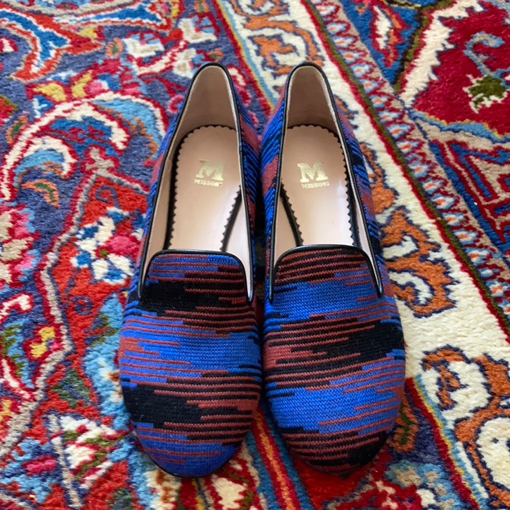 Missoni Size 41 Blue Black and Red Loafer
